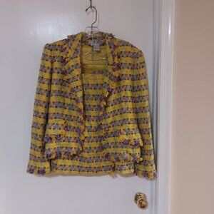 Gorgeous 2PC Carlisle Yellow Tweed 2PC Skirt Suit Size 10